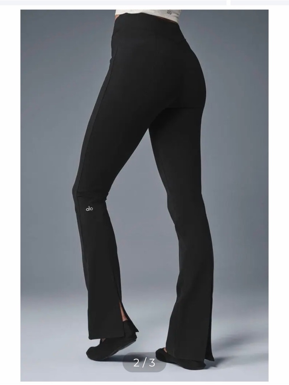 ALO Yoga Black High-Rise Flare Leggings with Back Slit